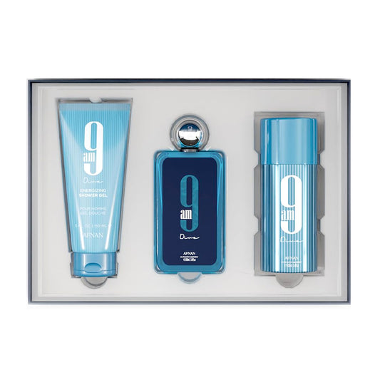 Perfume Árabe Afnan 9AM Dive Set Unisex EDP 100ml + Shower Gel + Deo