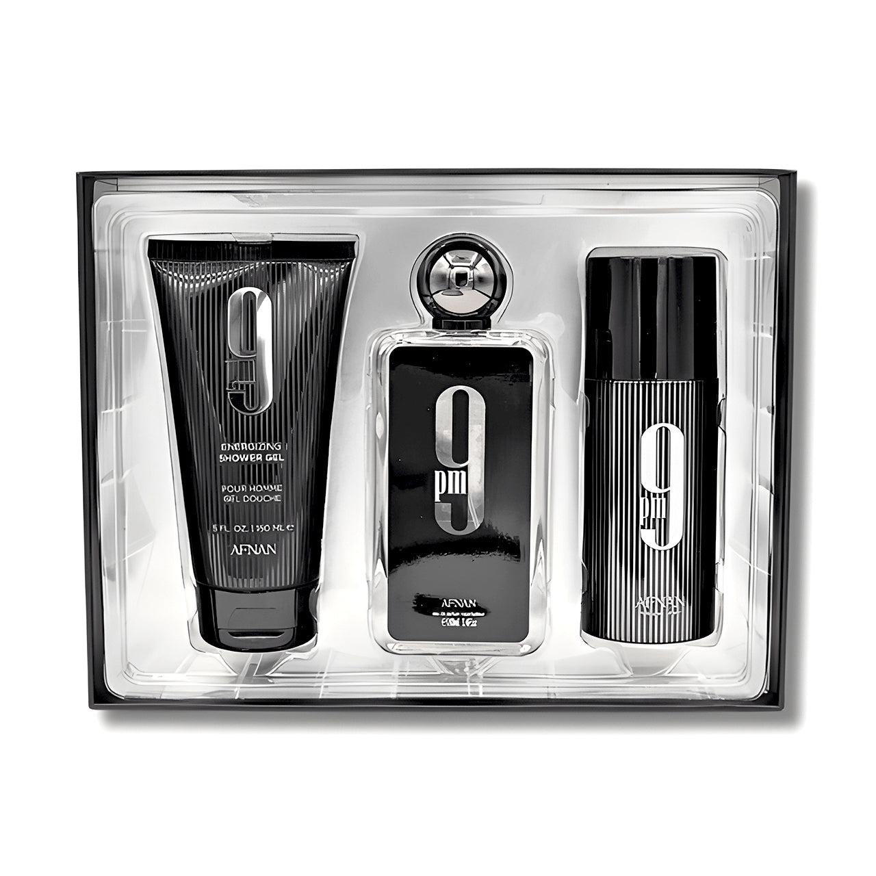 Perfume Árabe Afnan 9PM Set Unisex EDP 100ml + Shower Gel + Deo