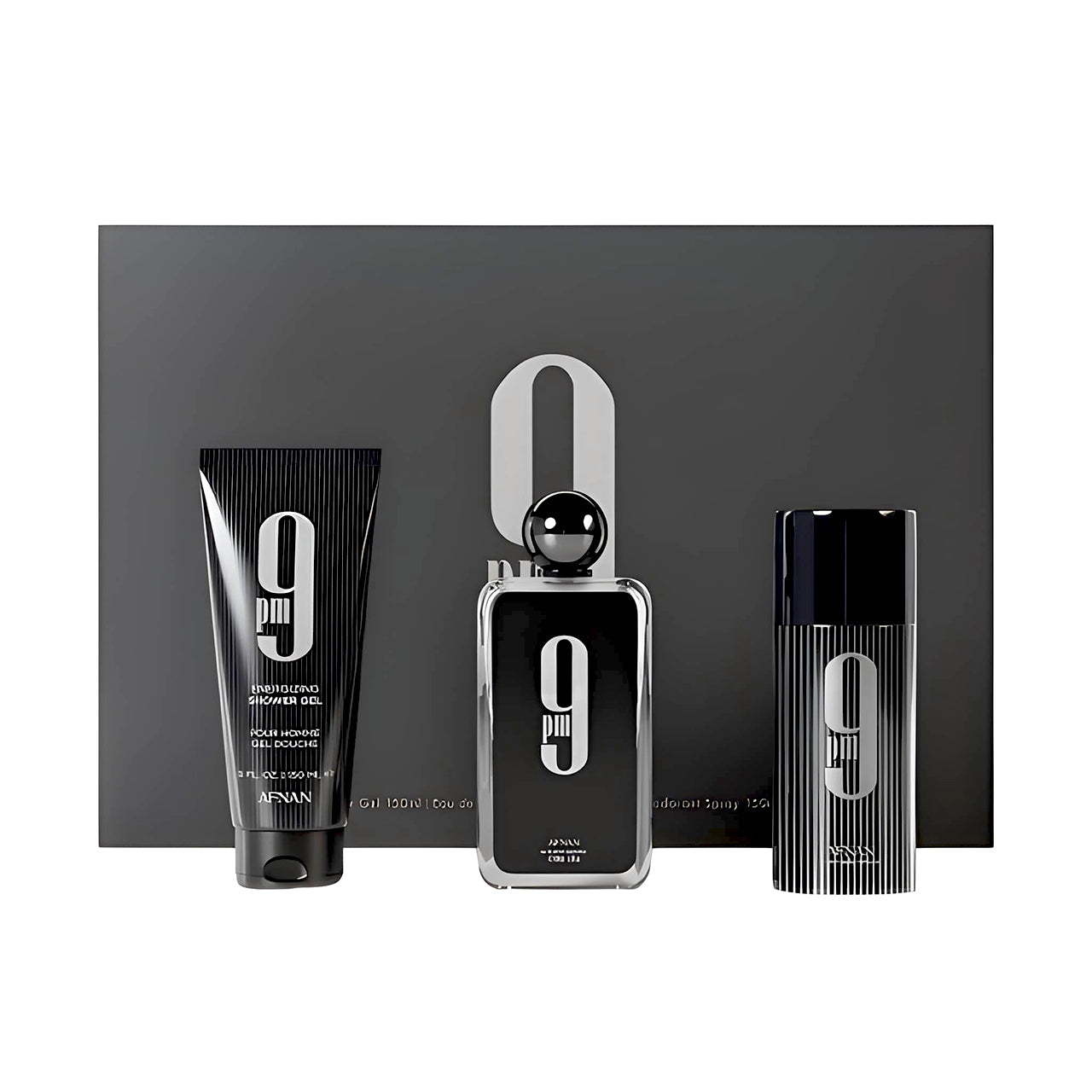 Perfume Árabe Afnan 9PM Set Unisex EDP 100ml + Shower Gel + Deo