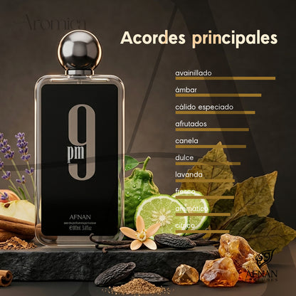 Perfume Árabe Afnan 9PM Set Unisex EDP 100ml Shower Gel  Deo