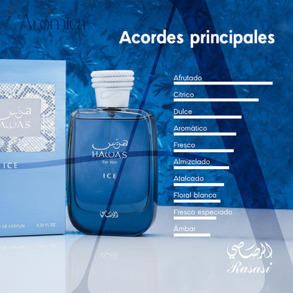 Perfume Árabe Hawas Ice Rasasi Hombre EDP 100 ml