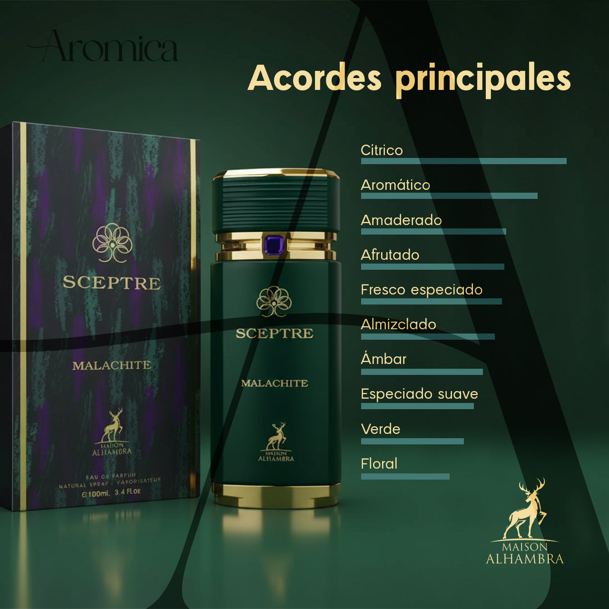 Perfume Árabe Maison Alhambra Sceptre Malachite Unisex EDP 100 ml