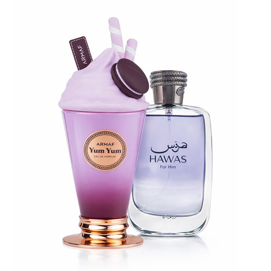 Set Dúo Perfumes Árabes – Hawas For Him + Yum Yum | 100ml c/u